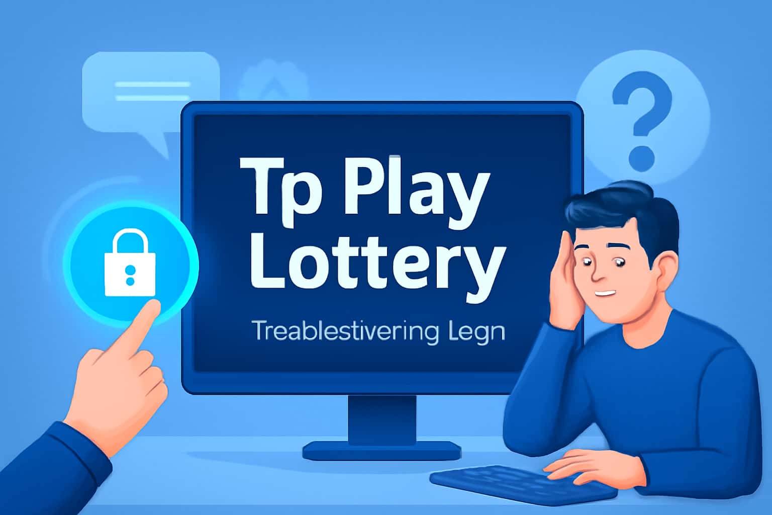 Informational scene about troubleshooting login issues for Tp Play Lottery.